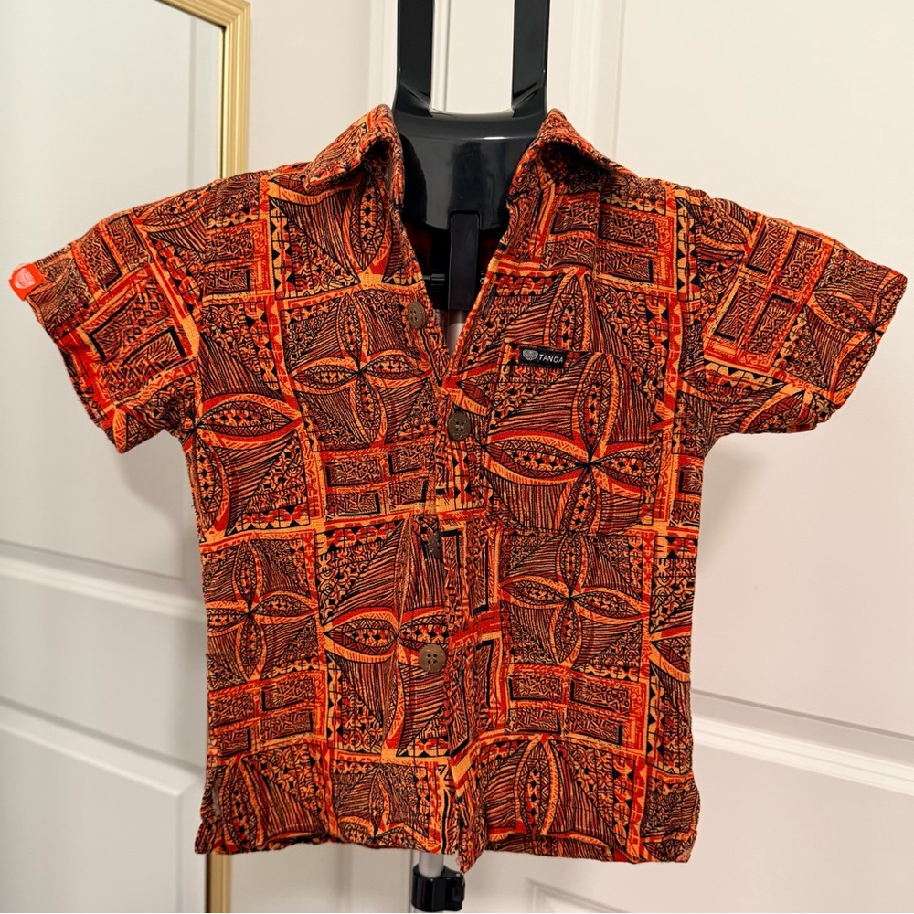 Tanoa Tribal Orange and Black Patterned Shirt